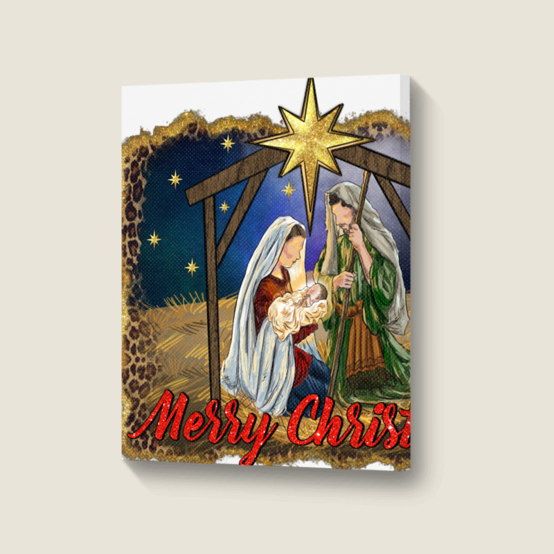 Merry Christmas Holy Family Portrait Canvas Print | Artistshot