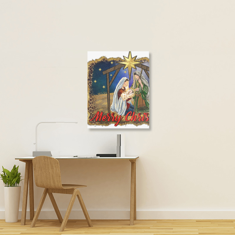 Merry Christmas Holy Family Portrait Canvas Print | Artistshot