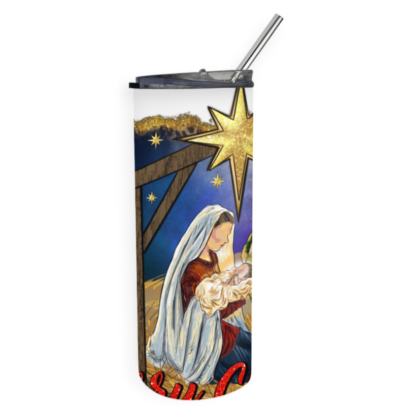 Merry Christmas Holy Family Skinny Tumbler | Artistshot