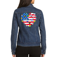 American Flag Heart Hispanic Heritage Month Latino Pride T Shirt Ladies Denim Jacket | Artistshot