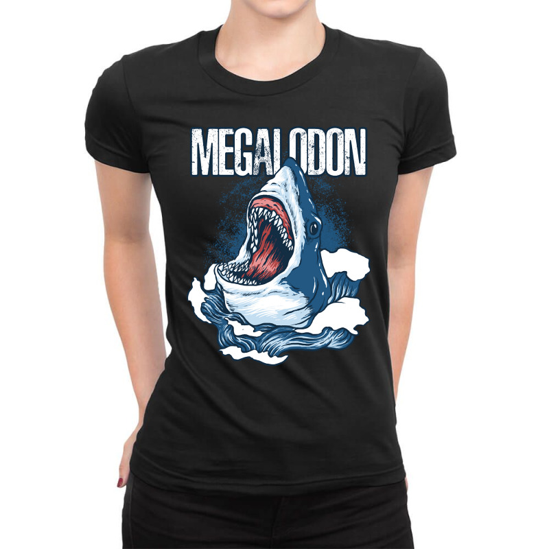 Megalodon Giant Shark Lover Largest Extinct Species Ocean Pullover Hoo Ladies Fitted T-Shirt by ruffelbzk | Artistshot