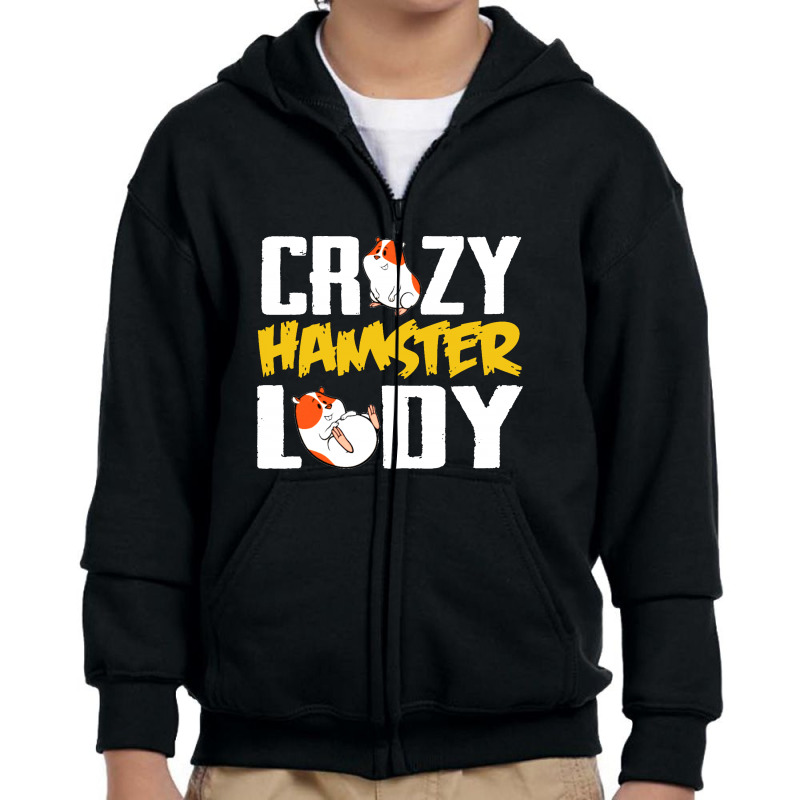 Crazy Hamster Lady Youth Zipper Hoodie by Vanode Art | Artistshot