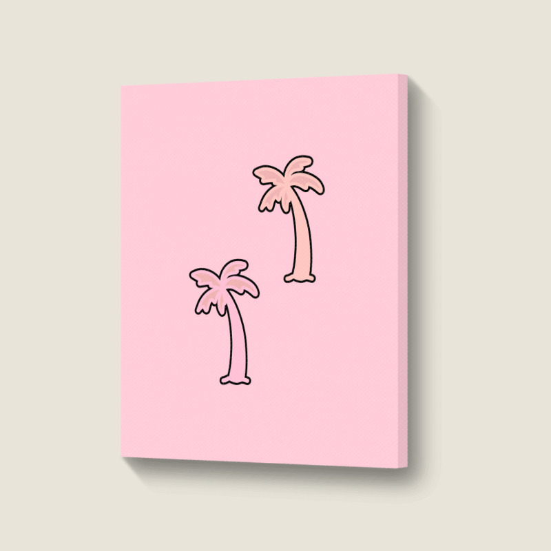 Pink Palm Trees Portrait Canvas Print | Artistshot