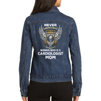 The Power Of A Cardiologist Mom Ladies Denim Jacket | Artistshot