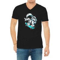 Astronaut Skateboard Jump V-neck Tee | Artistshot