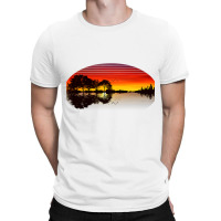 Guitar Sunset City Skyline Water Reflection Special Design T Shirt T-shirt | Artistshot