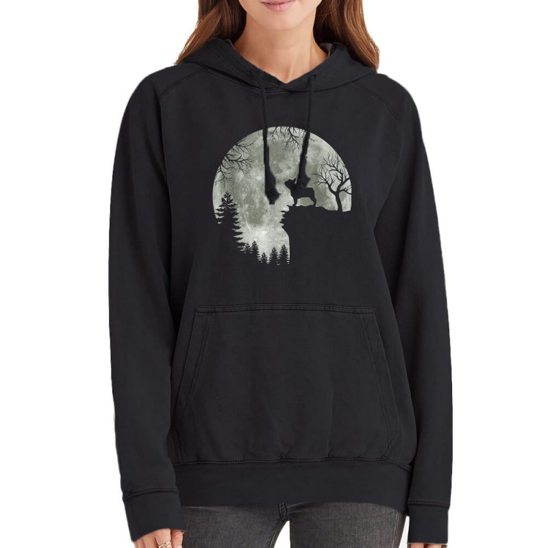 French Bulldog Silhouette In Front Of Moon Halloween Costume Vintage Hoodie | Artistshot