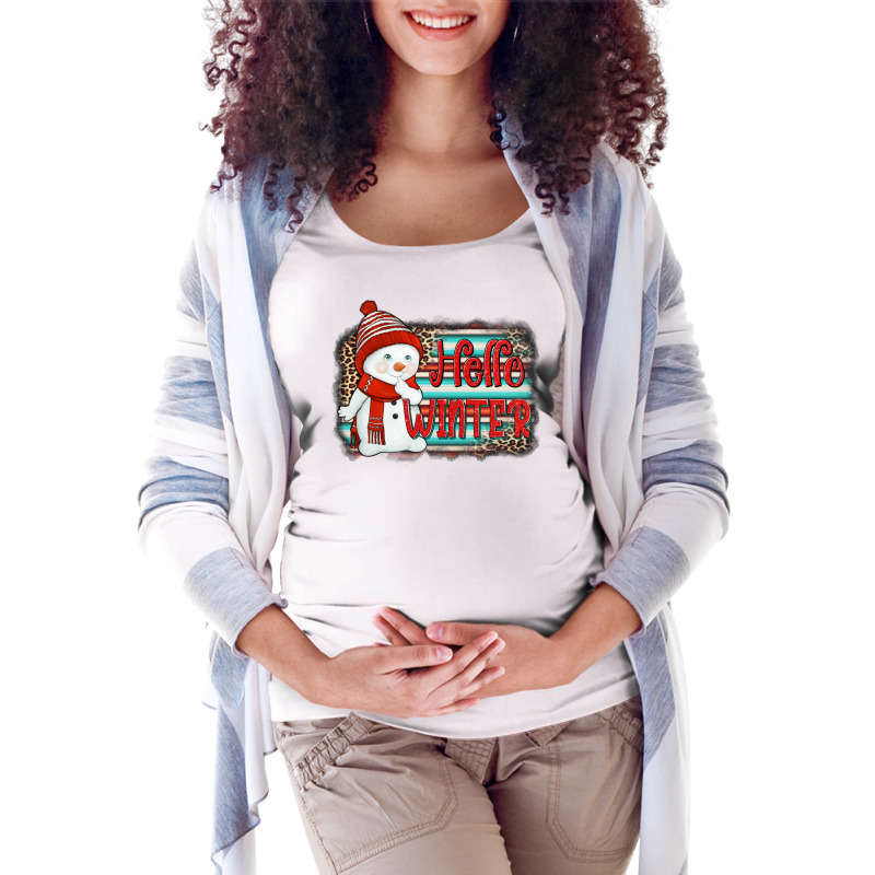 Hello Winter Baby Snowman Maternity Scoop Neck T-shirt | Artistshot