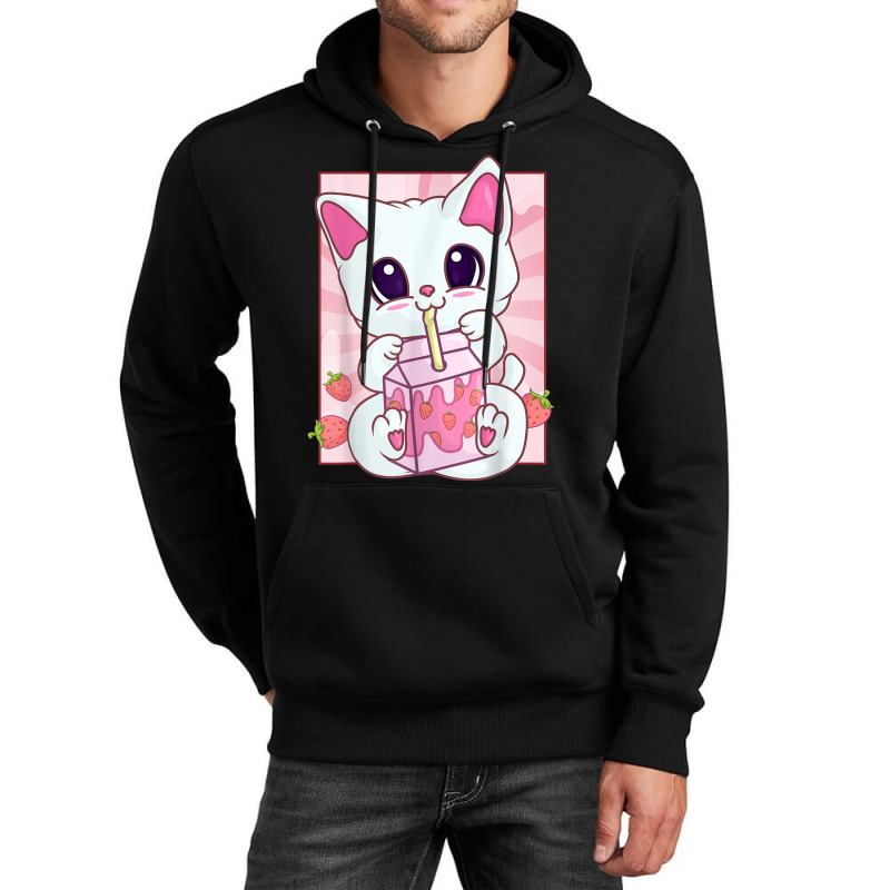 Strawberry Milkshake Cat For Women Girls, Kawaii Anime Neko Unisex Hoodie by Hoang95 | Artistshot