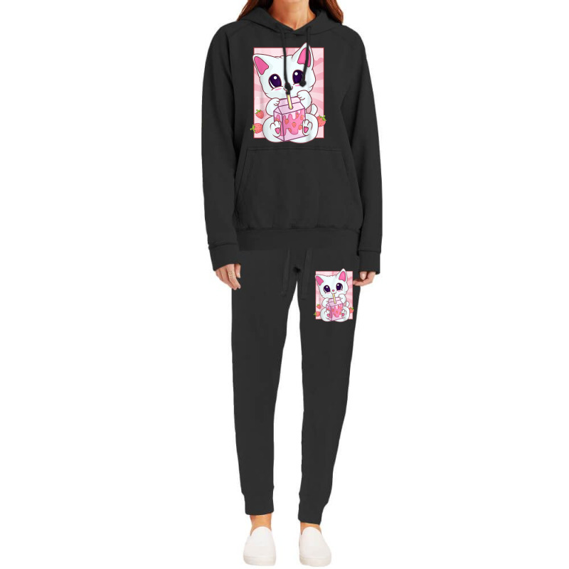 Strawberry Milkshake Cat For Women Girls, Kawaii Anime Neko Hoodie & Jogger set by Hoang95 | Artistshot