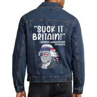 Suck It Britain George Washington Fun 4th Of July President Men Denim Jacket | Artistshot