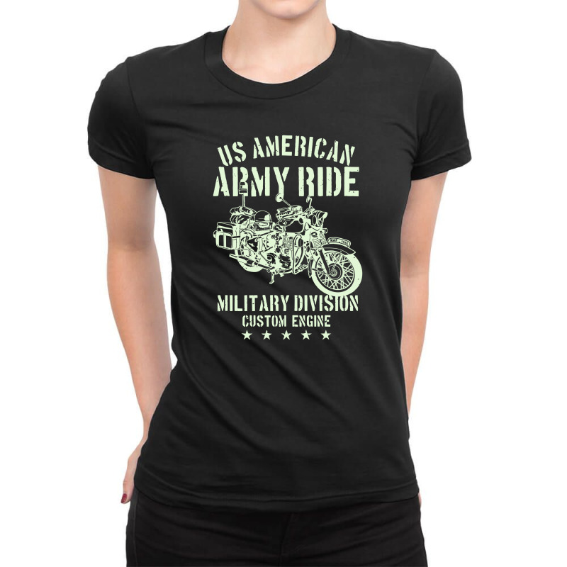 Army Ride Motorcycle Ladies Fitted T-Shirt by Aheupote | Artistshot