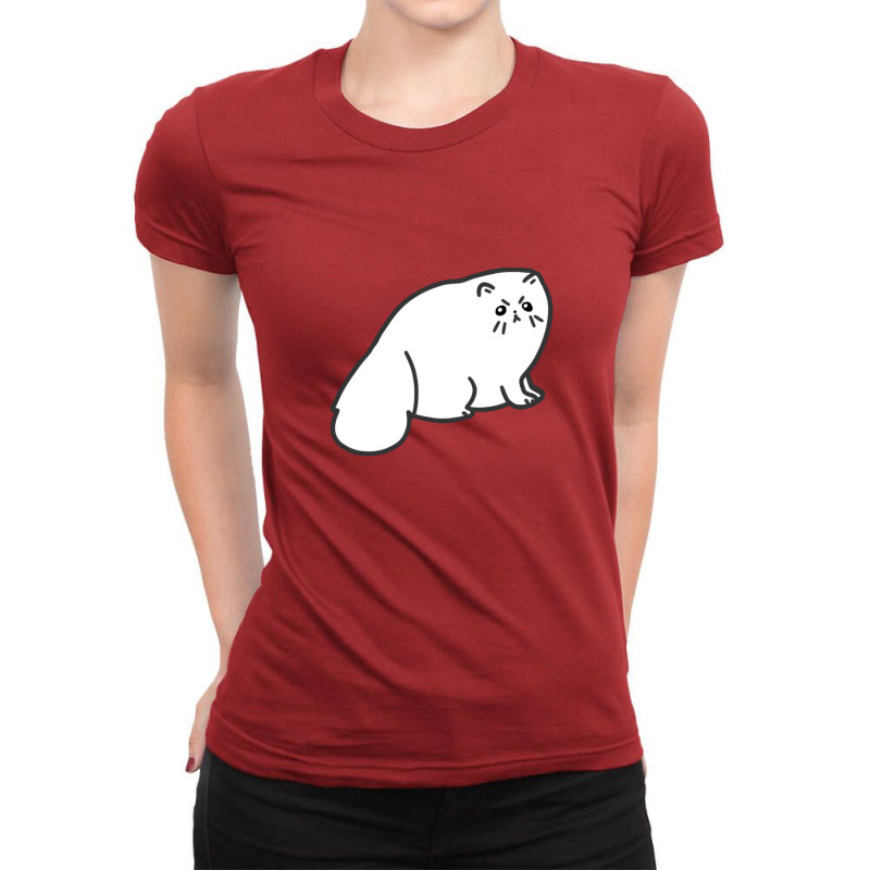 Angry Fluffy White Cat Ladies Fitted T-Shirt by BLACKSTONE | Artistshot