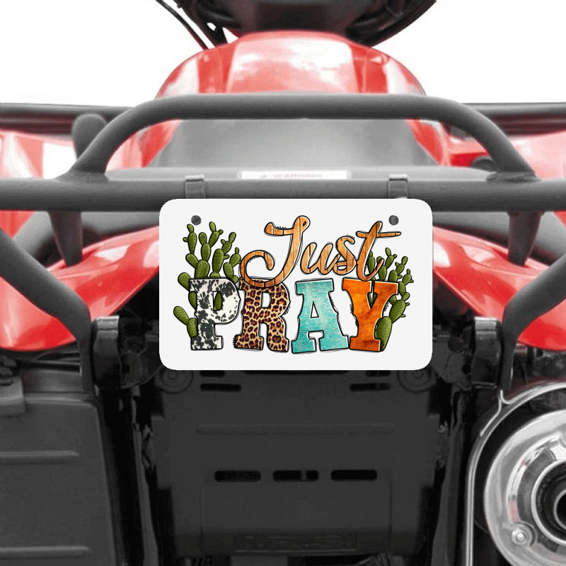 Just Pray With Texas Cactus Atv License Plate | Artistshot