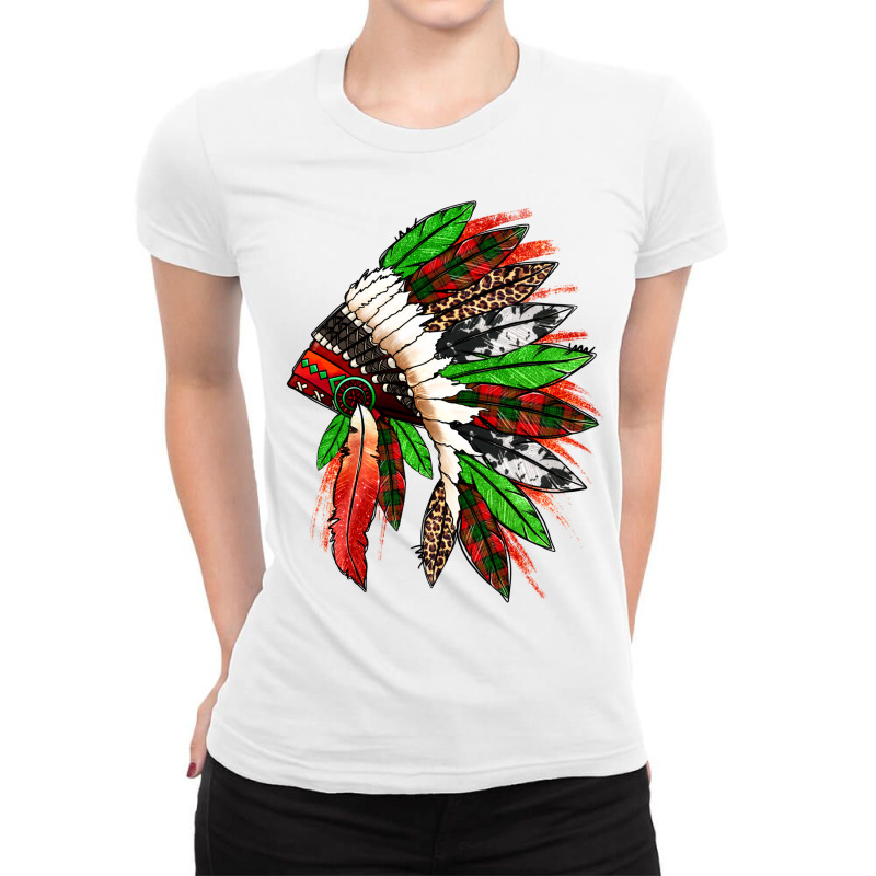 Western Christmas Native American Headdress Ladies Fitted T-shirt | Artistshot