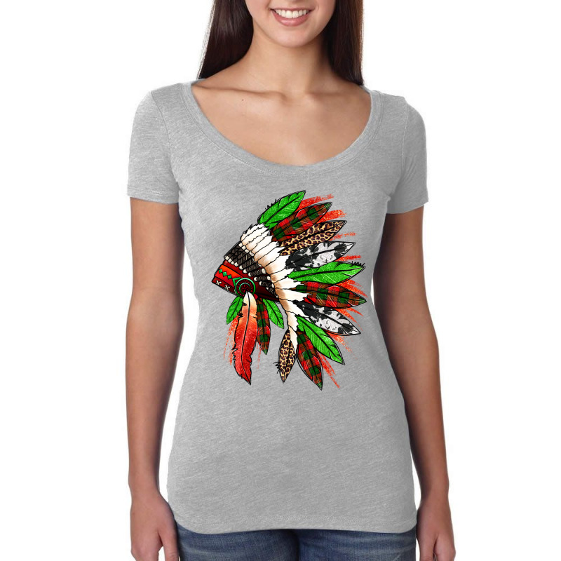 Western Christmas Native American Headdress Women's Triblend Scoop T-shirt | Artistshot