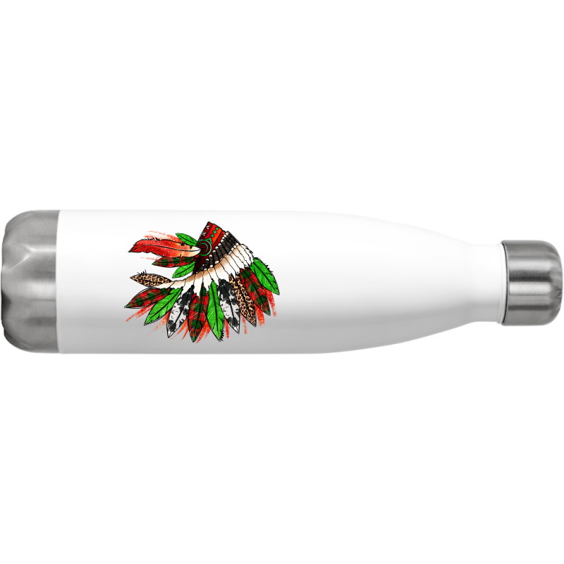 Western Christmas Native American Headdress Stainless Steel Water Bottle | Artistshot