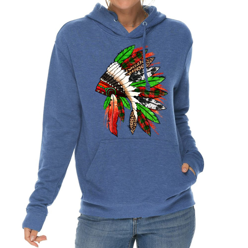 Western Christmas Native American Headdress Lightweight Hoodie | Artistshot