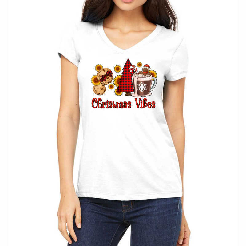 Christmas Vibes Cookies And Hot Cocoa Women's V-neck T-shirt | Artistshot