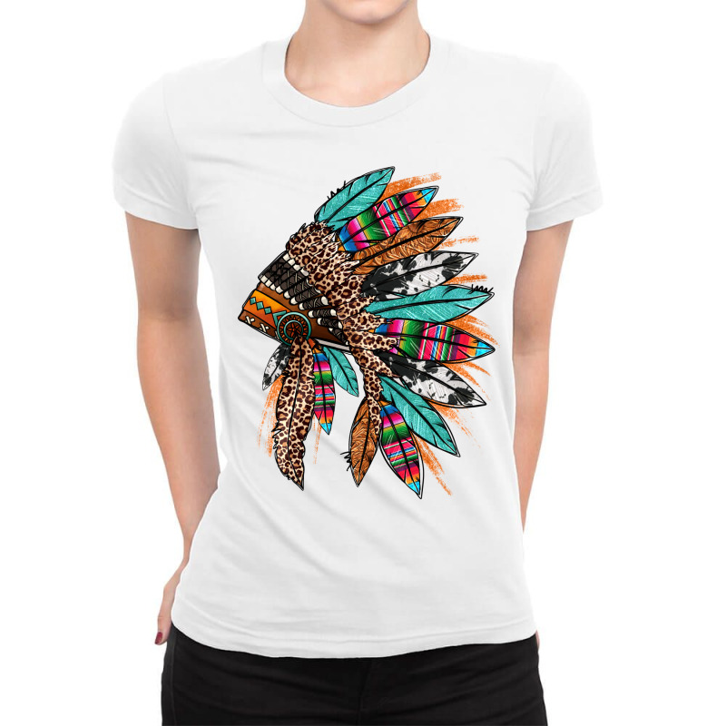 Western Patterned Headdress Native American Ladies Fitted T-shirt | Artistshot