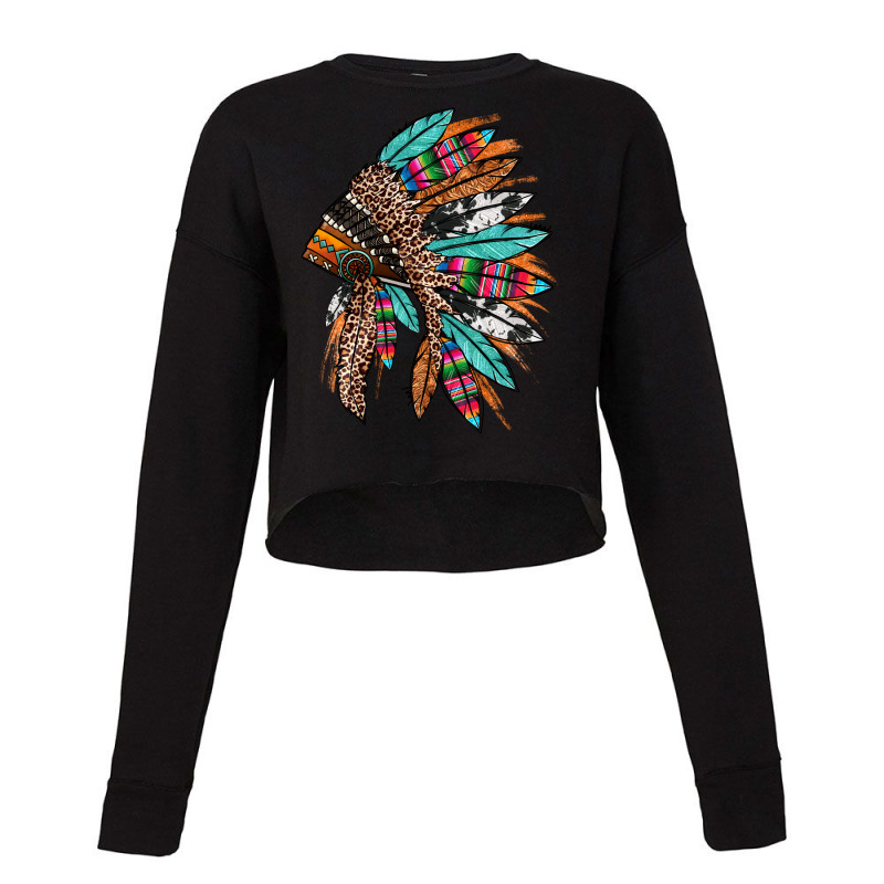 Western Patterned Headdress Native American Cropped Sweater | Artistshot