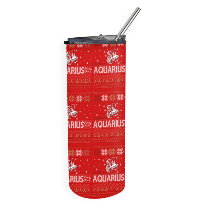 Santa Aquarius Christmas Ugly T Shirts Skinny Tumbler | Artistshot