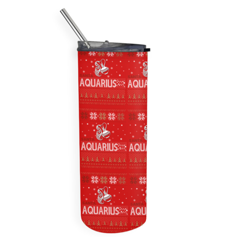 Santa Aquarius Christmas Ugly T Shirts Skinny Tumbler | Artistshot