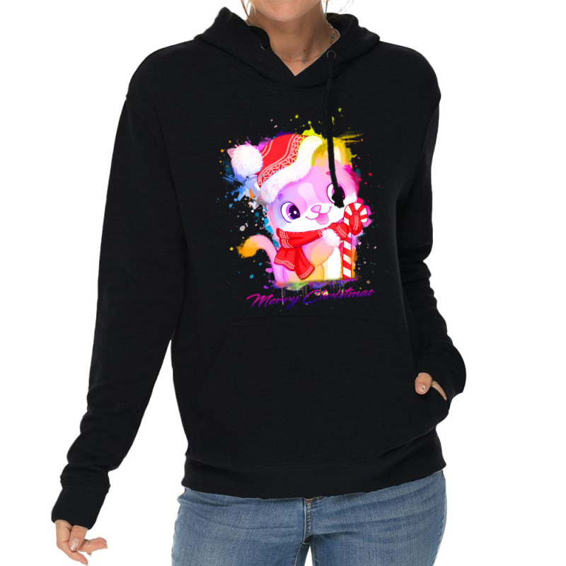 Merry Christmas Cat Lightweight Hoodie | Artistshot