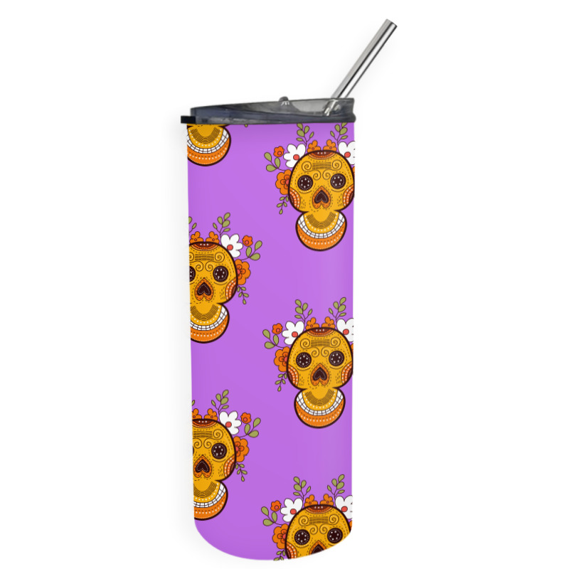 Orange Skull Skinny Tumbler | Artistshot