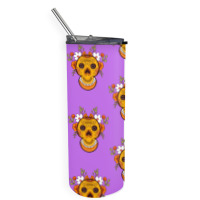 Orange Skull Skinny Tumbler | Artistshot