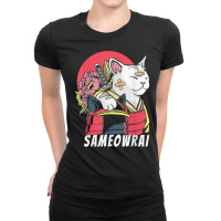 Japanese Cat Samurai Katana Sameowrai Anime Funny T Shirt Ladies Fitted T-shirt | Artistshot