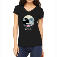 Aries Floral Zodiac For Dark Women's V-neck T-shirt | Artistshot