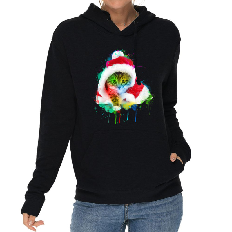 Merry Christmas Cat Lightweight Hoodie | Artistshot