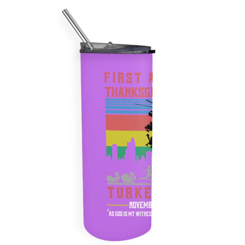 First Annual Thanksgiving Day Turkey Drop For Dark Skinny Tumbler | Artistshot