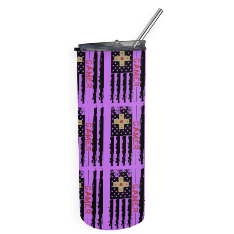 Gamer American Flag For Light Skinny Tumbler | Artistshot