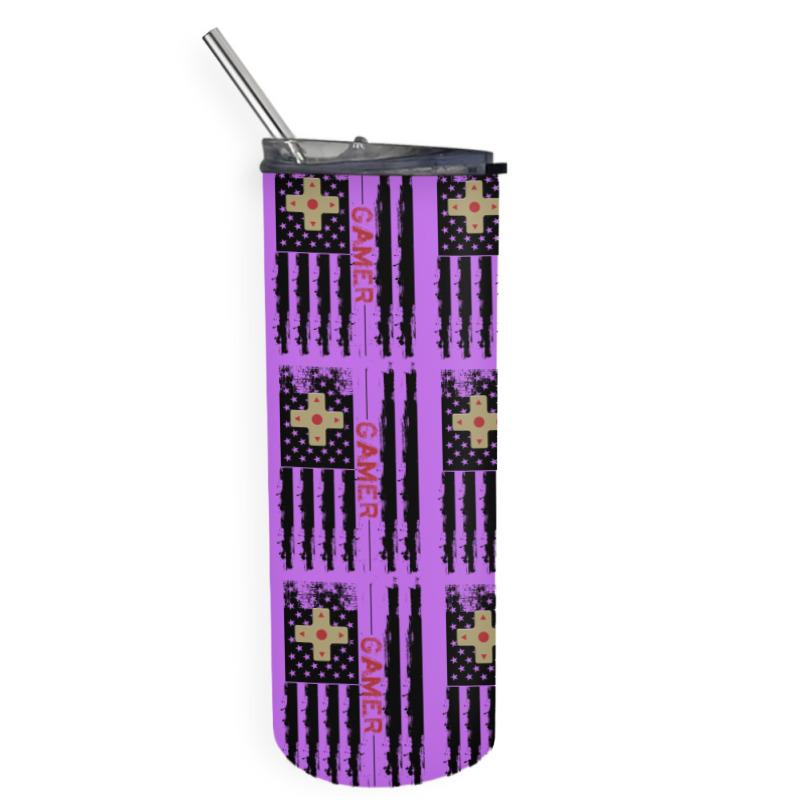 Gamer American Flag For Light Skinny Tumbler | Artistshot