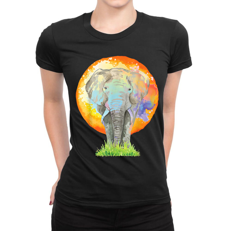 Colorful Elephant Art   Zookeeper Animal Lover Zoologist T Shirt Ladies Fitted T-Shirt by PET LOVE | Artistshot