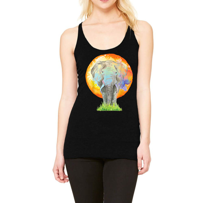 Colorful Elephant Art   Zookeeper Animal Lover Zoologist T Shirt Racerback Tank by PET LOVE | Artistshot