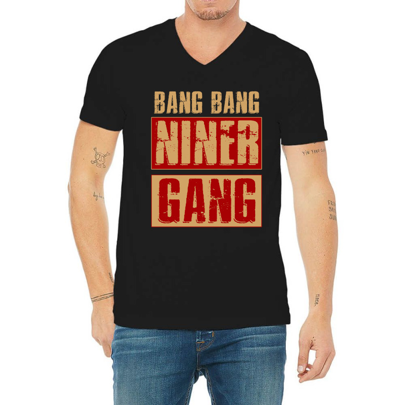 Bang Bang Niner Gang Football Cool Long Sleeve V-neck Tee | Artistshot