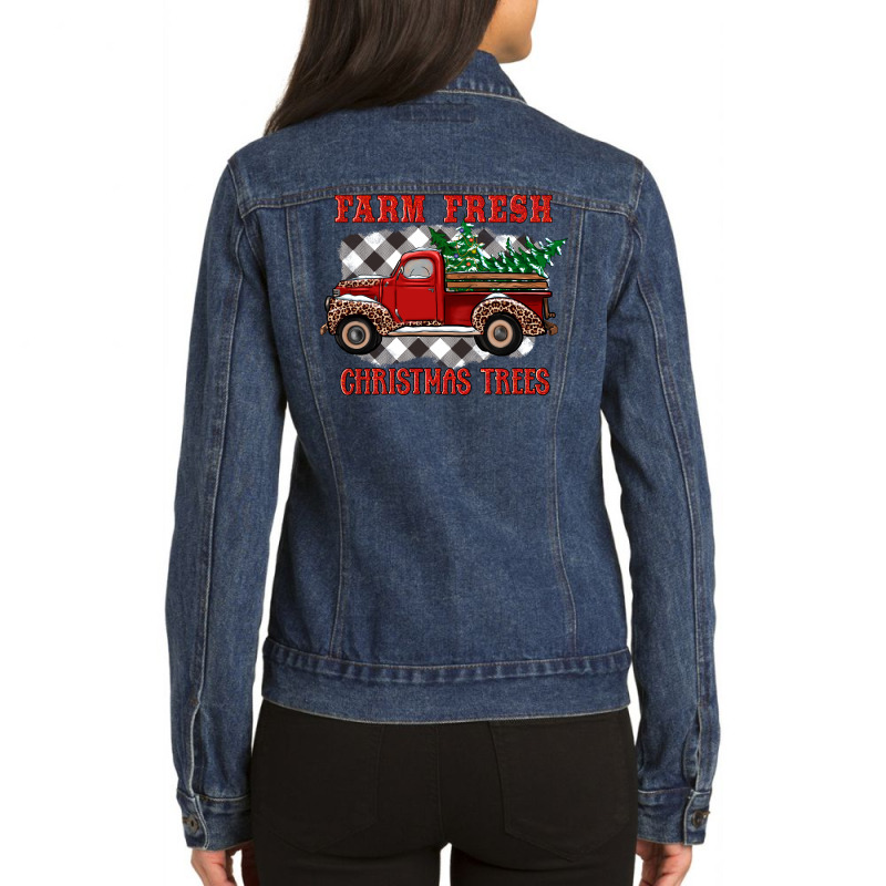 Farm Fresh Christmas Trees Ladies Denim Jacket by GaiasDesignStudioArt | Artistshot