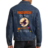 Halloween Police Officer Gift T  Shirt Police Officer By Day Witch By Men Denim Jacket | Artistshot