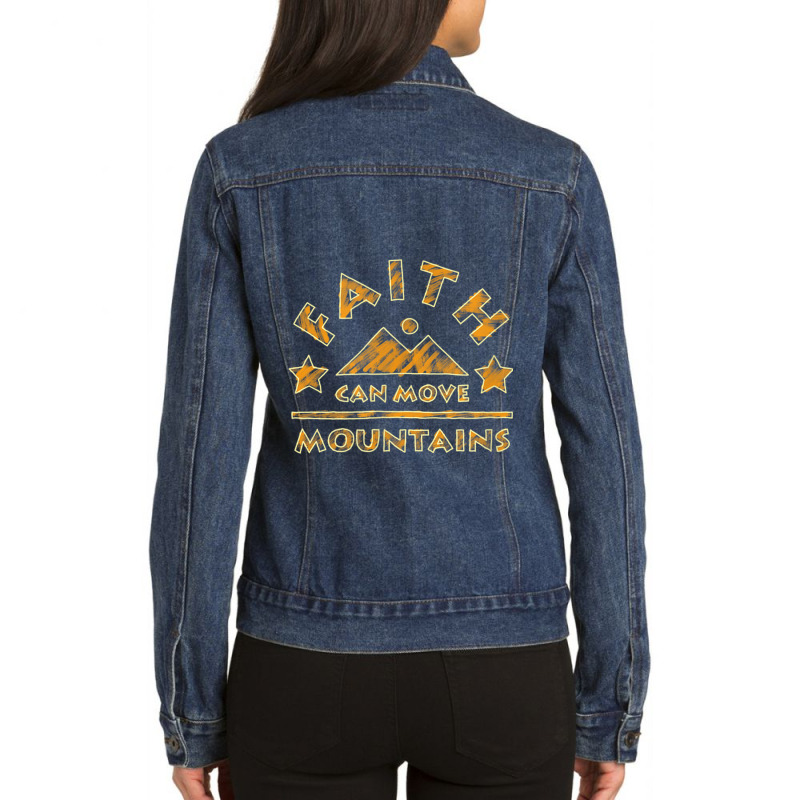 Faith Can Move Mountains Christian Bible Verse My Favorite People Ladies Denim Jacket by Aria-Proctor | Artistshot