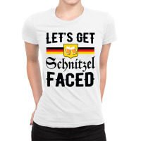 Let S Get Schnitzel Faced Beer Funny Oktoberfest 2021 German T Shirt Ladies Fitted T-shirt | Artistshot