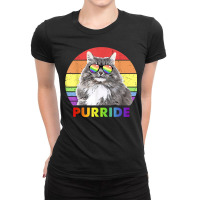 Funny Siberian Cat Rainbow Gay Pride Lgbtq T Shirt Ladies Fitted T-shirt | Artistshot