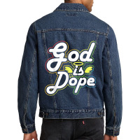 God Is Dope Christian Faith Believer Idea Cartoon Character Men Denim Jacket | Artistshot