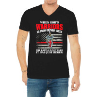 Gods Warrior Christian American Soldier Us Flag Bible Prayer Design Ch V-neck Tee | Artistshot