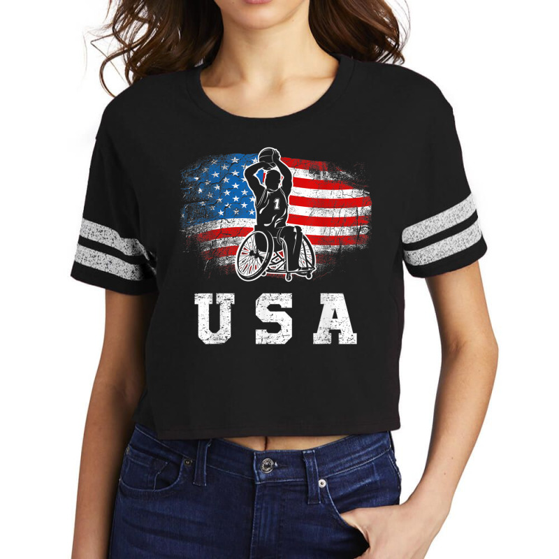 Wheelchair Basketball,disability Sports Handicap Usa Flag T Shirt Scorecard Crop Tee by Great Tshirt | Artistshot