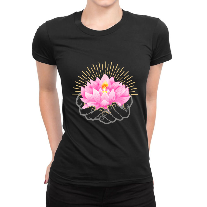 Lotus Flowers Ladies Fitted T-Shirt by Pompoyo | Artistshot