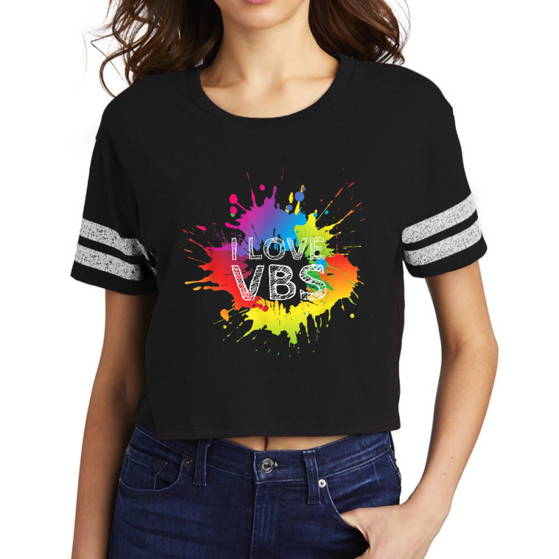 I Love Vbs Apparel Crew Vacation Bible School Paint Splatter Birthday Scorecard Crop Tee by Aria-Proctor | Artistshot