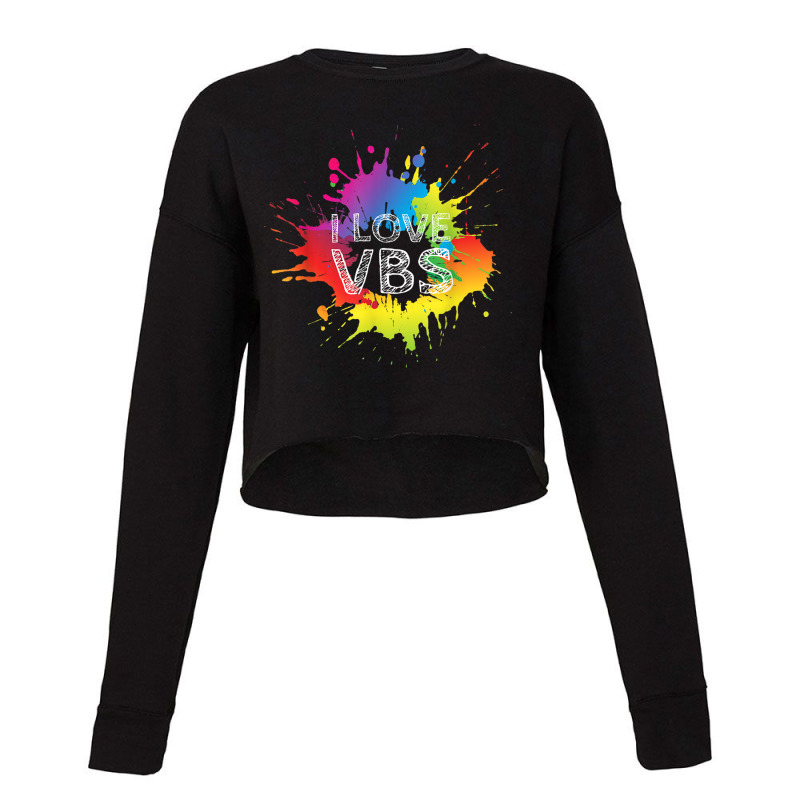 I Love Vbs Apparel Crew Vacation Bible School Paint Splatter Birthday Cropped Sweater by Aria-Proctor | Artistshot